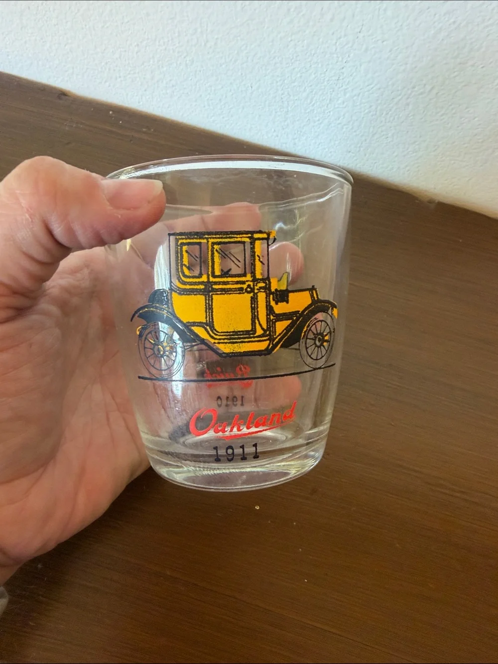 Hazel-Atlas Vintage Whiskey Rocks Glass Car Printed Glass-Buick and Oakland
